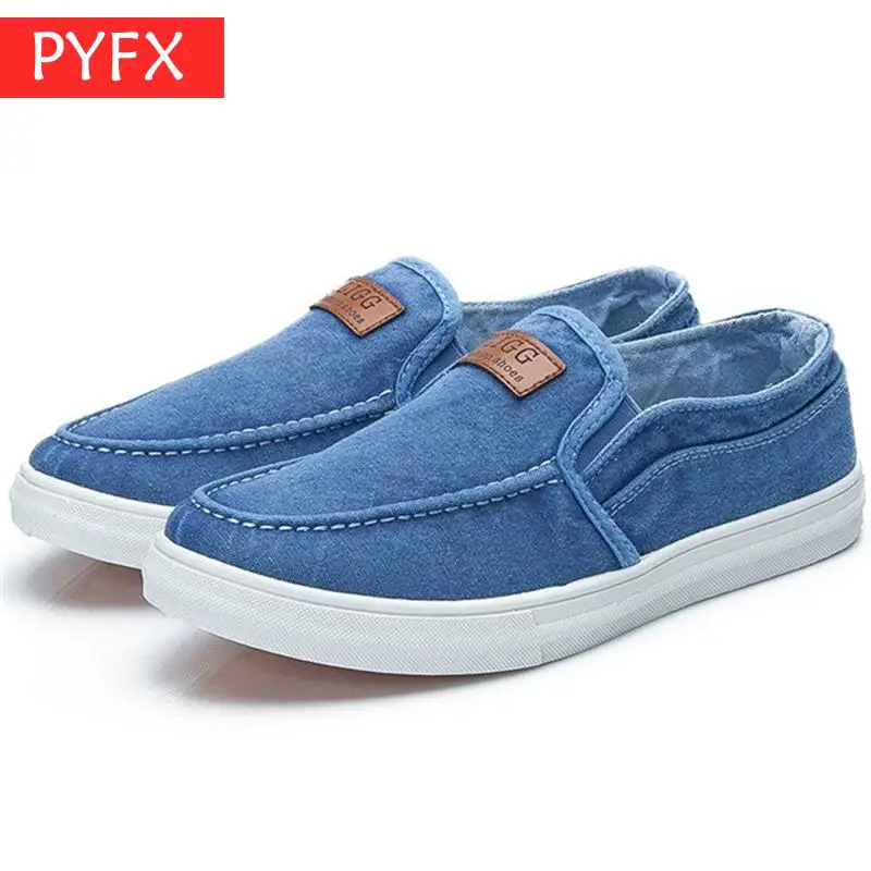 

Autumn New Men's Blue Canvas Surface Air-permeable, Light, Slip-proof Wear-resistant Flat-soled Running Shoes Fitness loafers
