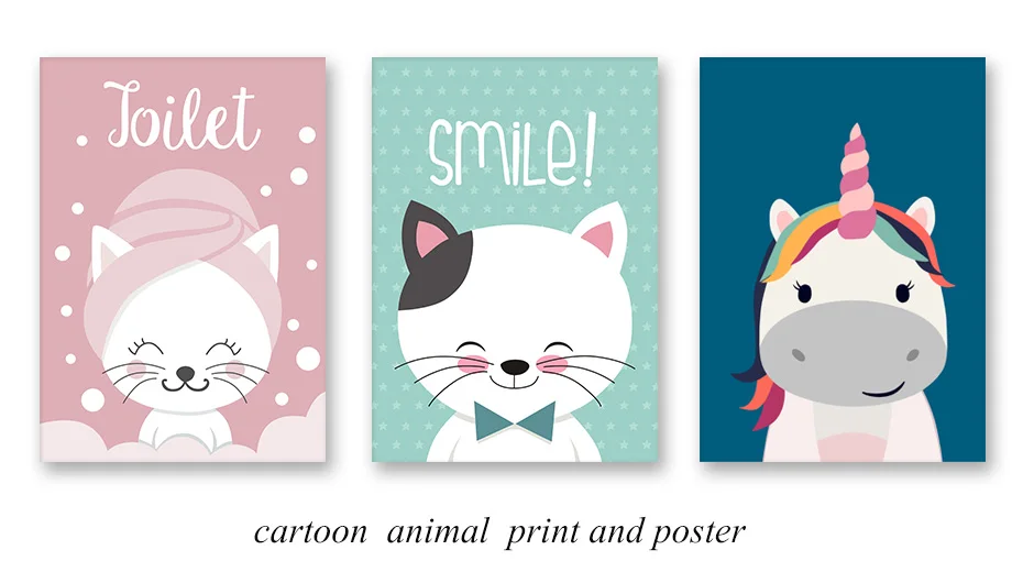 Cartoon Cute Cat Unicorn Quote Posters And Prints Canvas Art Painting Nordic Animals Wall Pictures For Kids Nursery Rooms Decora (1)