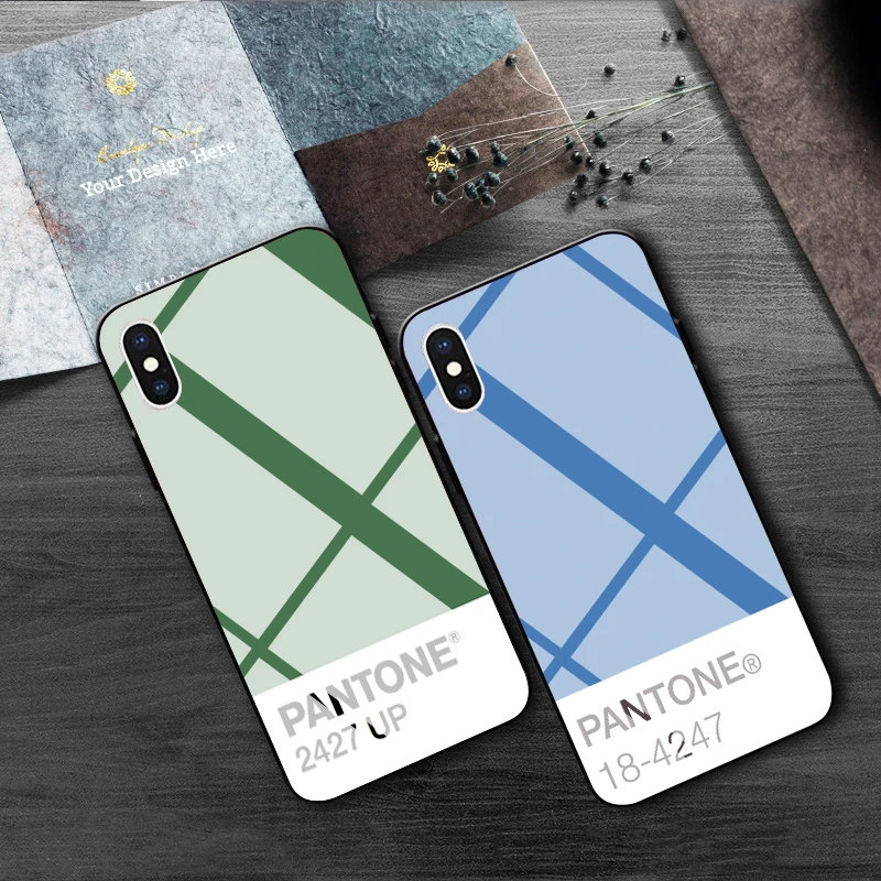 Pantone цветной чехол из закаленного стекла для телефона для iphone 5 6 7 8 6s 6s plus 7plus 8plus x xr xs xsmax