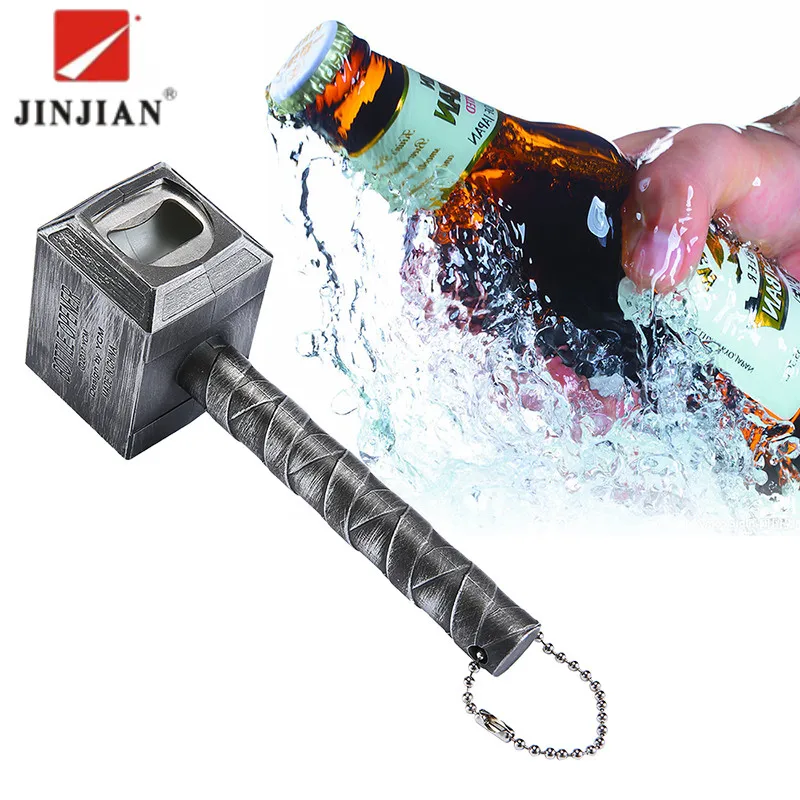 

JINJIAN Beer Bottle Openers Hammer of Thor Shaped Opener Wine Beer Soda Glass Cap Bottle Opener Kitchen Bar Gift Zinc Alloy 2018