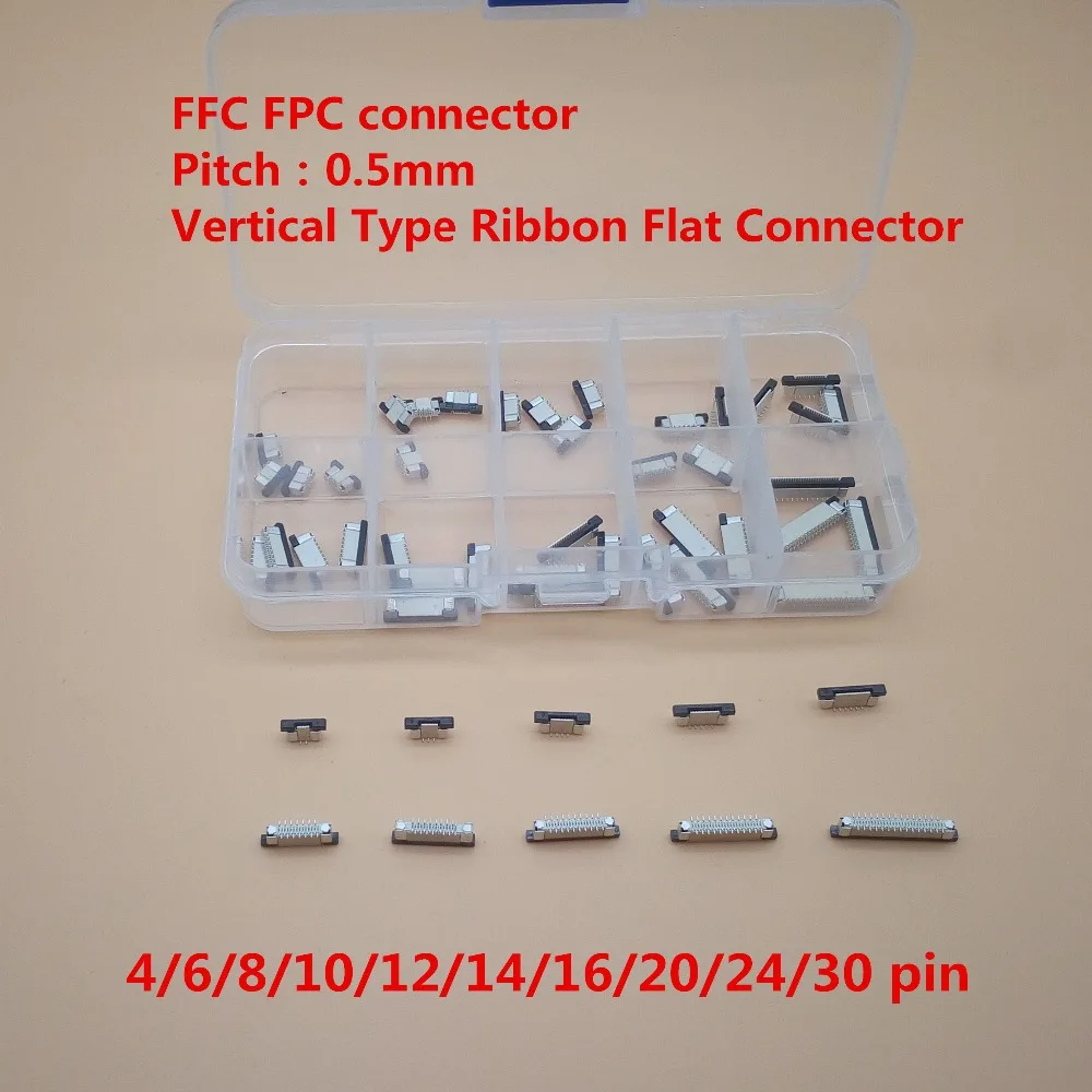 50 шт./лот 0 5 мм 4/6/8/10/12/14/16/20/24/30P вертикальный тип FFC FPC разъем Шаг Гибкий плоский кабель соединитель|flexible