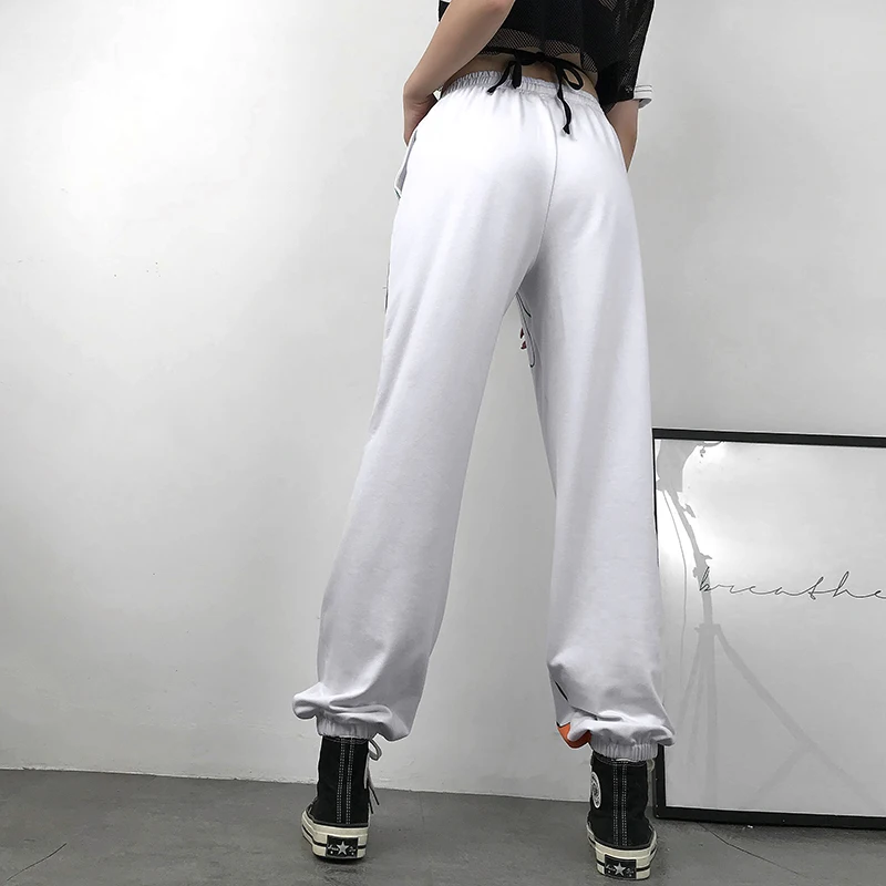 Rapwriter повседневные брюки с эластичной резинкой на высокой талии для женщин Лето Уличная Harajuku спортивные штаны джоггеры прямые брюки