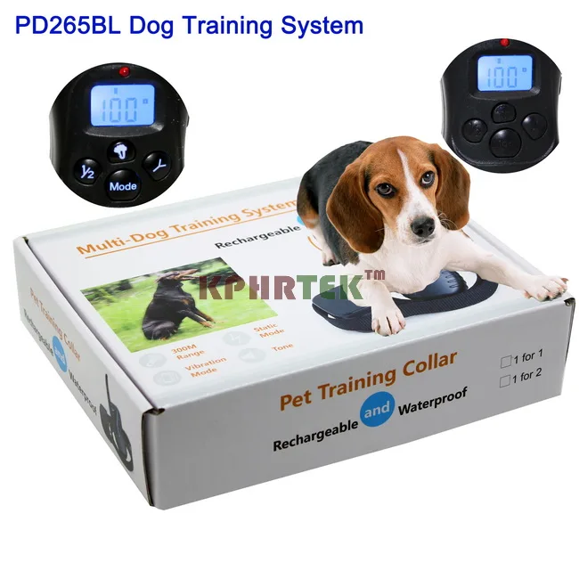 100LV Электрический ударный перезаряжаемый и водонепроницаемый ошейник для собак дистанционный ошейник для собак с ЖК-дисплеем для 2 собак