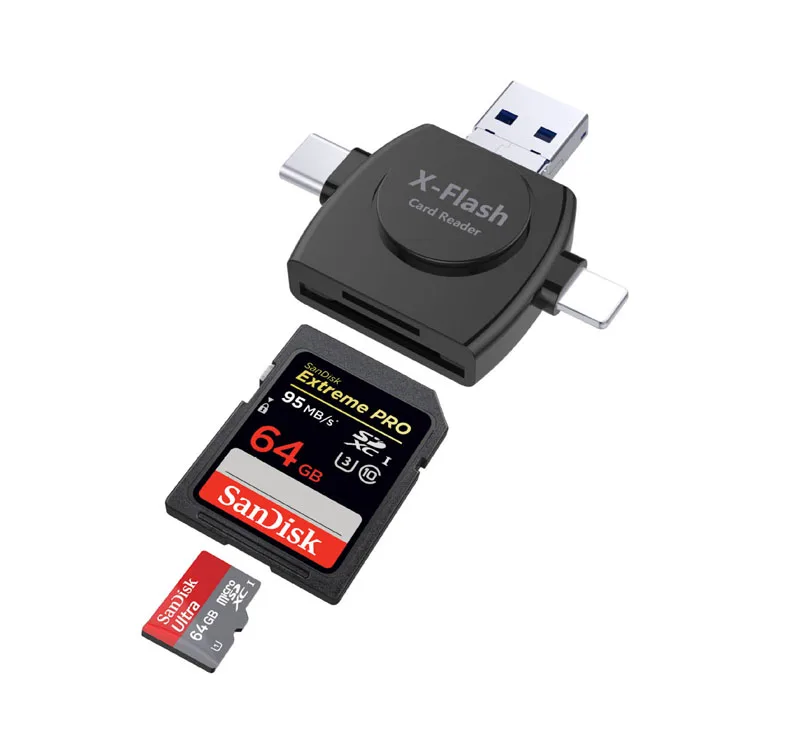 4в1 SD TF кардридер Micro usb Тип C TF SDHC MicroSD SD считыватель карт OTG адаптер для iPhone X XS MAX 5 6 7 8 iOS Android телефон