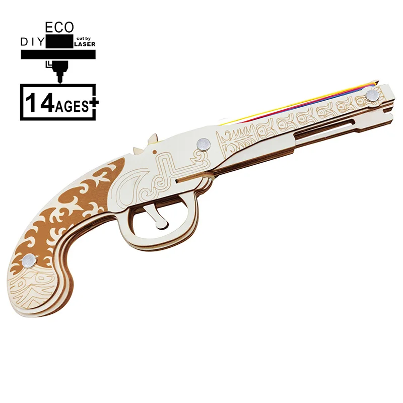 Креативные 3D деревянные головоломки пистолет с резиновой лентой DIY Деревянные сборки наборы стрельба игрушка подарок для взрослых мальчиков
