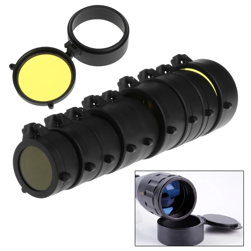 

Caliber Scope Quick Flip Spring Lens Cover Yellow Glass Dustproof Objective Cap