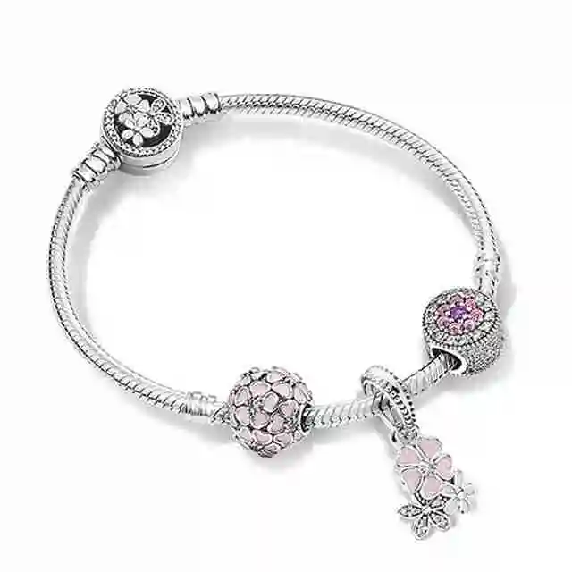 

SIEMTO 100% 925 Sterling Silver 1:1 ZT0164 New Natural Beauty Strings Bracelet Set Women Jewelry Gift Collection