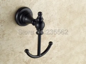 

Classic Black Oil Brass Bathroom Shower Towel Coat Hooks Robe Dual Hook Hanger Wall Mounted Lba826