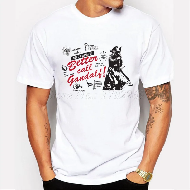 

Better Call Gandalf/Vader/Batman/Mr. Bubbles Creative Fashion Printed Men's Casual T-shirt Letter Design Male Cartoon Funny Tee