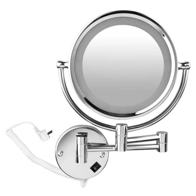 8 Inch LED Wall Mirror Bright Magnifying Extension Folding Double Faced