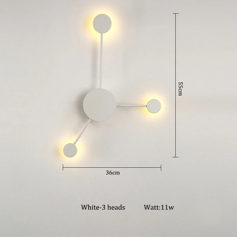 Современный светодиодный настенный светильник черного/золотого/белого цвета для гостиной, спальни, прикроватной тумбочки, скандинавские декоративные дизайнерские настенные светильники для коридора, отеля - Цвет абажура: White-3 heads