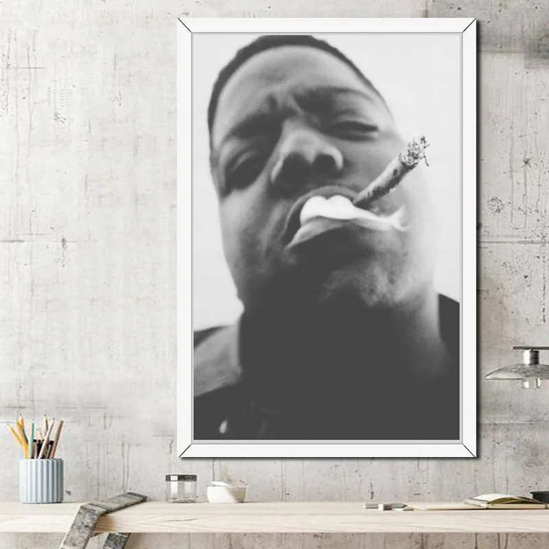 

P300 The Notorious B.I.G Biggie Smalls Hip Hop Gangsta Rap Smoke Cigarettes Art Painting Silk Canvas Poster Wall Home Decor