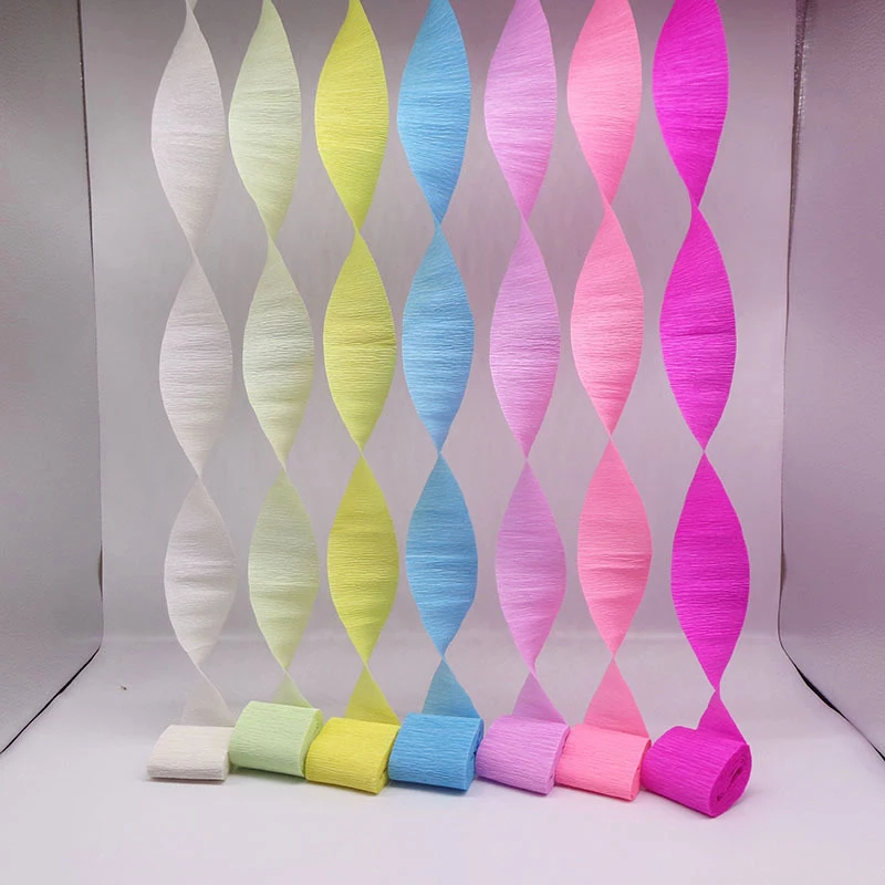 

2.5m DIY Paper Bouquet Curling for Wedding Christmas Decoration Colorful Tissue Wrinkles Paper Rolls Creping Paper Streamers
