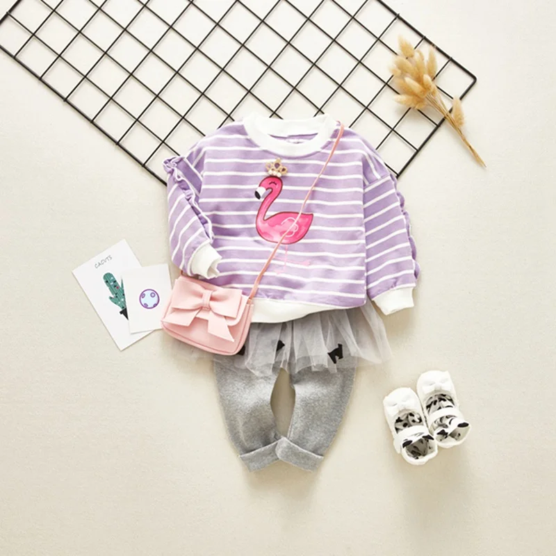 

2018 Girls Set New Arrival Autumn Bow T-shirt Cute Pants Children's Clothing Sets Kids Clothes 2pcs