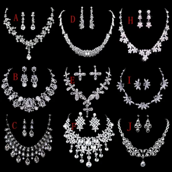 

11 styles High grade water drop flowers shape Bridal Jewelry Wedding Jewelry Set Necklace + Earrings two pieces women best gift