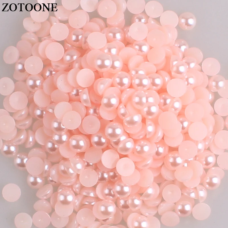 ZOTOONE Flatback Pearl Beads Multicolors ABS Resin Half Round Pearls For Nail Art Applique Strass DIY Nails Rhinestones Crystal 