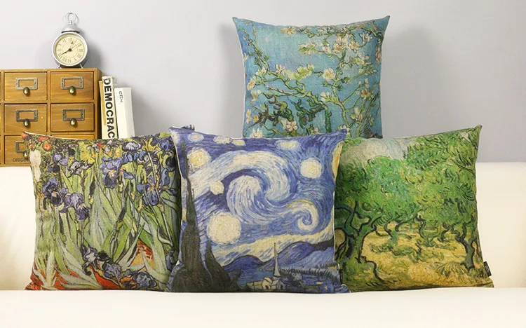 فان جوخ النفط اللوحة وسادة وسادة النجوم الزهور الكتان وسادة المنزل Decrotive وسادة مكتب أريكة وسائد