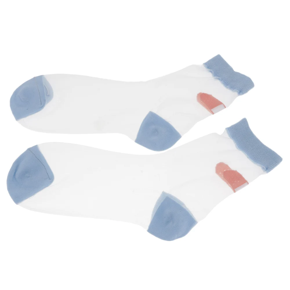 Новые женские весенне-летние короткие носки, прозрачные шелковые чулки, 1 пара - Цвет: Синий