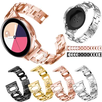 

20mm Stainless Steel Strap For Samsung Galaxy 42mm Band Watch Active Gear S2 WatchBand Bling Rhinestone Replacement bracelet