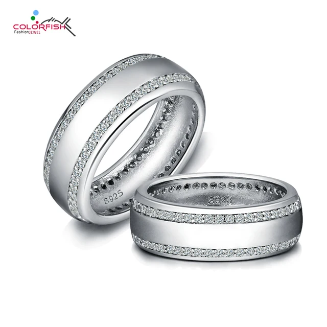 Aliexpress Colorfish Silver Wedding Band Ring For Men Colorfish Silver Wedding Band Ring For Men Women Uni Jewelry Cubic Zirconia Authentic 925 Sterling