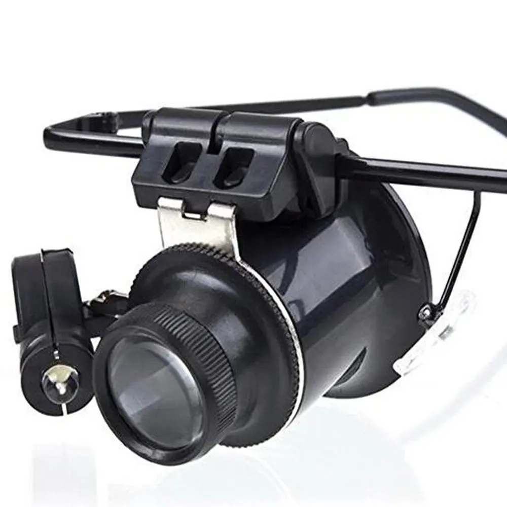 Защитные очки с светодиодный подсветкой ювелирные изделия Увеличительное Стекло Лупа 20X объектив часы ремонт и техническое обслуживание осмотр