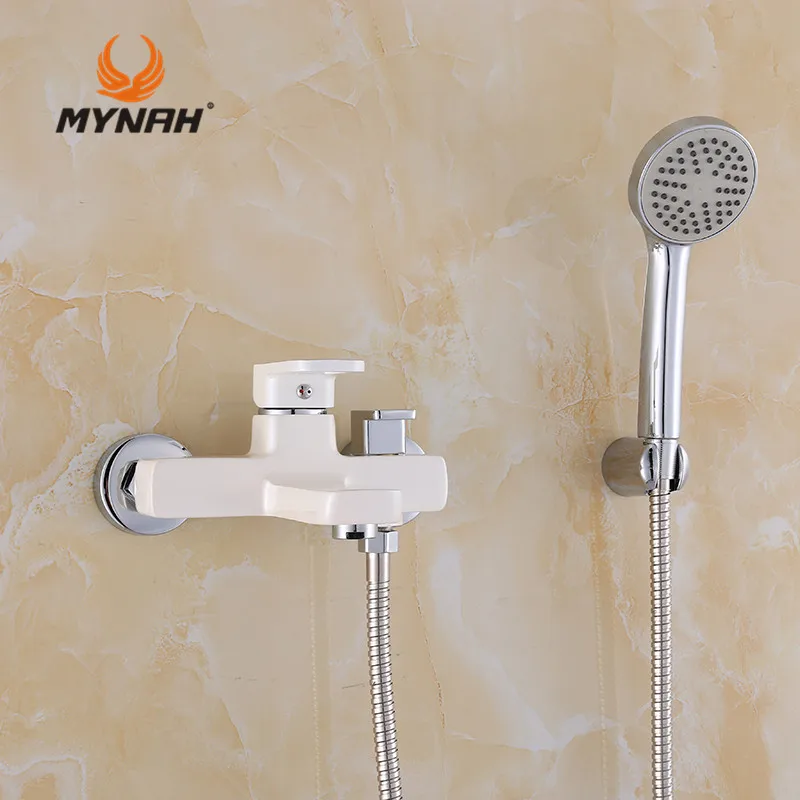 MYNAH Russia Free Shipping Bathroom Shower Faucets White Bathtub Faucet