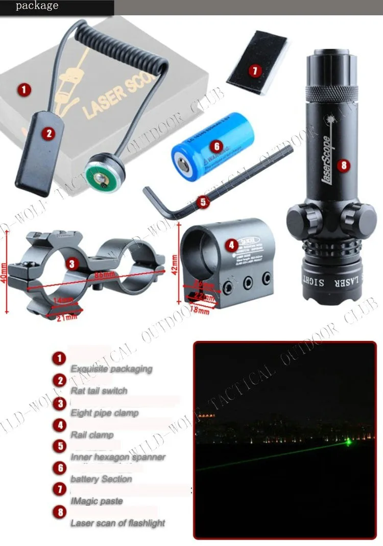 Противоударный 532nm/630-680nm Тактический красный/зеленый Dot лазерный прицел с Gun Крыса "8" тип рейку Охотничья оптика