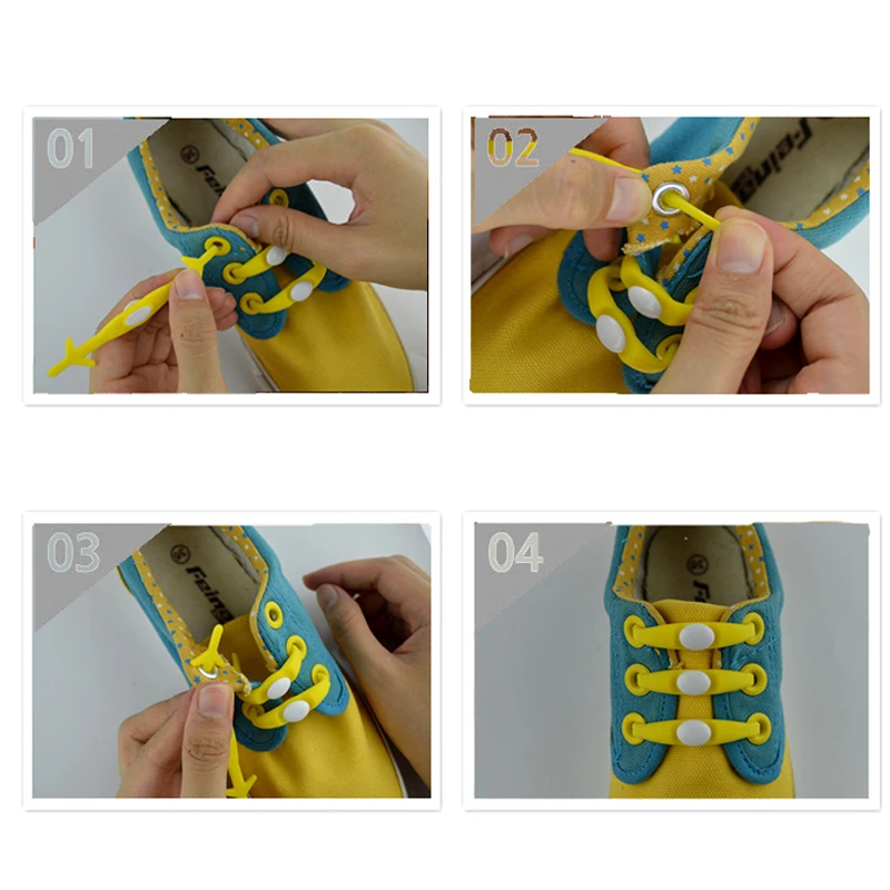 JUP1-12Sets(12Root/Set)Electric blue Noctilucent Fashion Womens Sports Mens Running Shoes No Tie Laces Elastic Silicone Shoelace