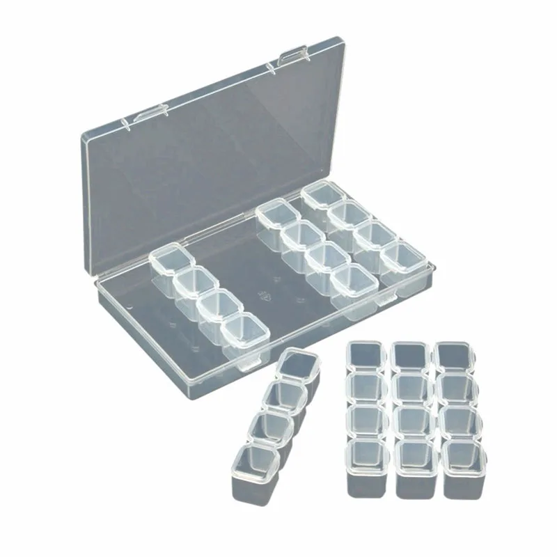 ONNPNNQ 28 Slots Clear Plastic Empty Storage Box Jewelry Nail Art Rhinestone Tools Display Storage Case Travel Organizer Holder4