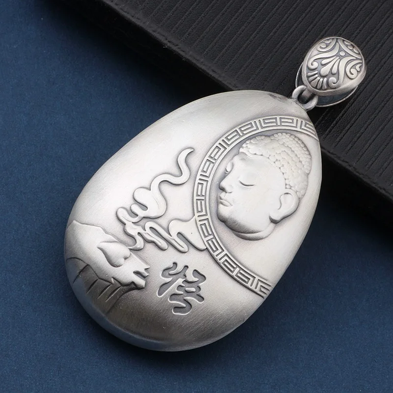 

2019 Cluci Cage Pendants Asg Wholesale 999 Fine Matte Thai Buddhist Heart Sutra Water Blessing Bag Pendant Joker Men And Women