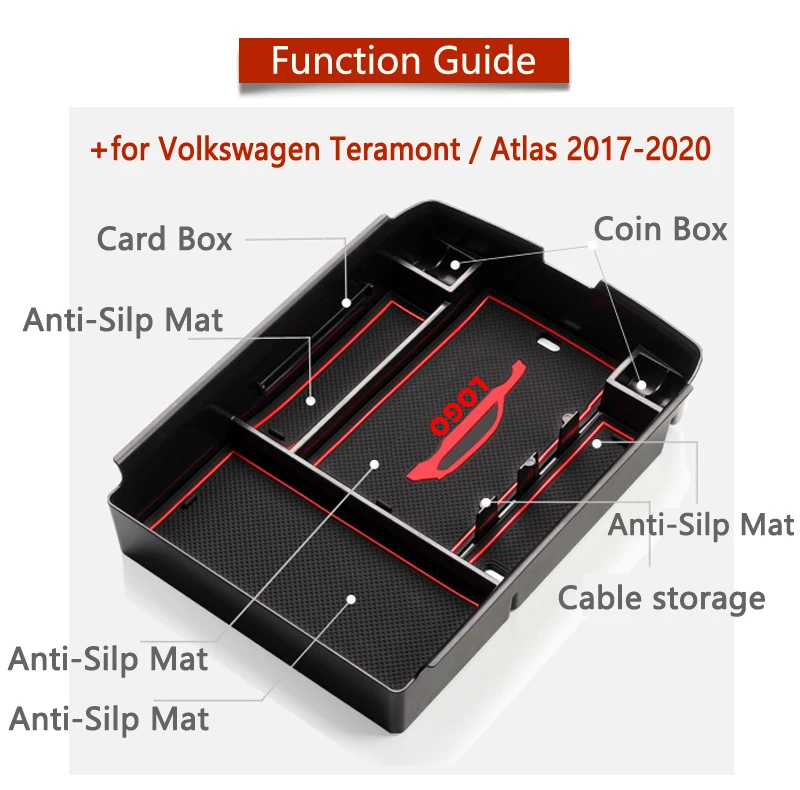 Подлокотник для VW Teramont 2017 2018 2019 2020 Atlas органайзер складирования и поддержания