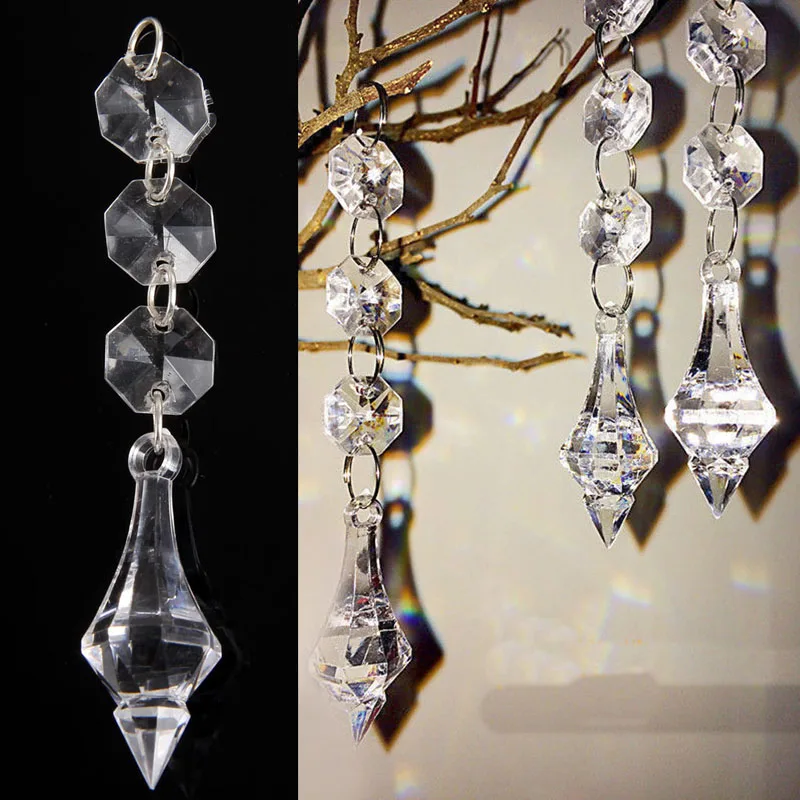 

Delicate 10/12/20/30pcs Crystal Acrylic Beads Garland Chandelier Hanging For Home /Birthday/Wedding Party Decoration Supplies