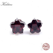 KLTE004 Подлинная стерлингового серебра 925 ювелирные изделия Гранат Розовый CZ 5 мм 6 мм 7 мм 8 мм цветок CZ Кристалл серьги стержня