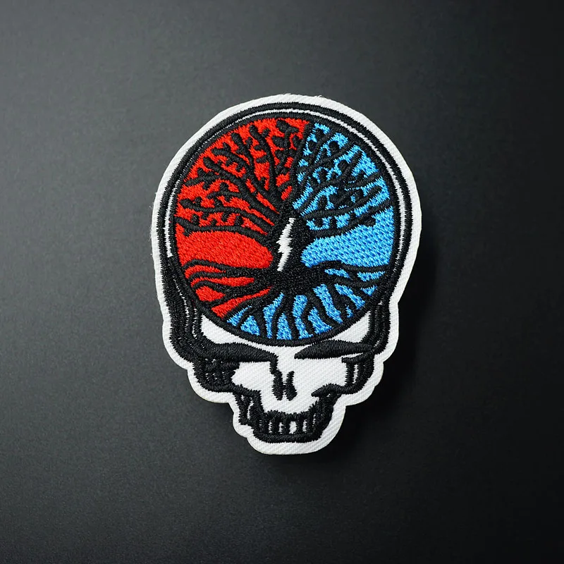 Skull Brain: 5.5x7.4cmIron On Patches Sewing Embroidered Applique Jacket Clothes Stickers Badge DIY Apparel Accessories | Дом и сад