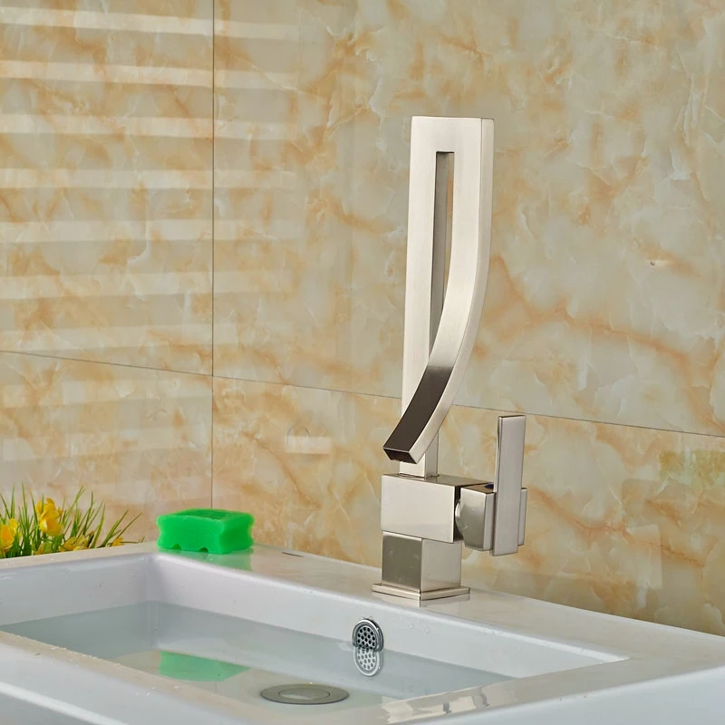 

Wholesale And Retail Brushed Nickle Basin Faucet Bathroom Vanity Sink Tap MIxer Tap One Hole Single Handle