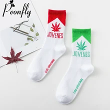 PEONFLY Мода harajuku Печать Новинка кленовые листья буквы Носки уличные чулочно-носочные изделия женские удобные хлопковые Повседневные носки