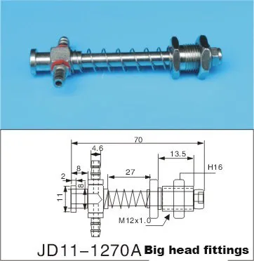 Аксессуары для роботов, фитинги с большой головкой, фитинги для пневматических вакуумных стаканчиков, фитинги для пневматических компонентов - Цвет: M12-11-L70