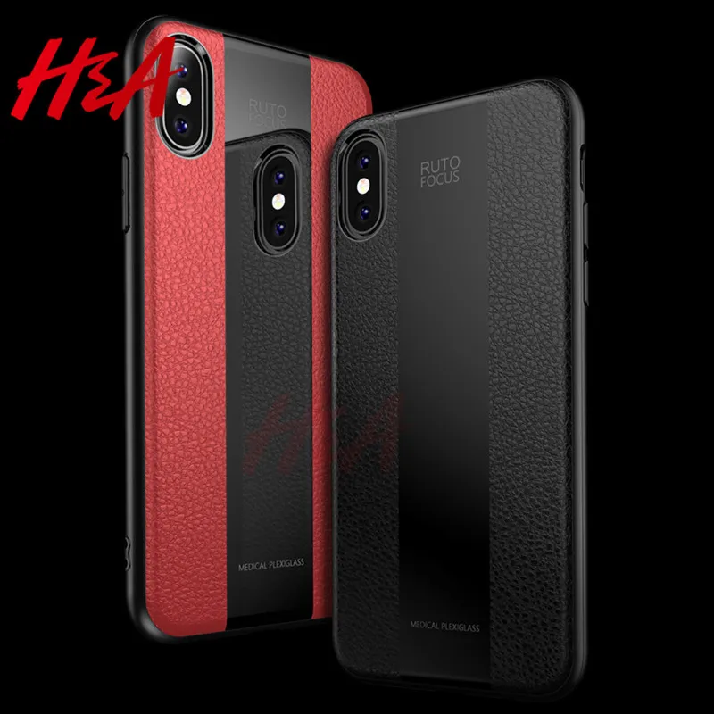 

H&A Luxury Leather Phone Case For iPhone 7 8 6 6s Plus X Shockproof Protective Case For iPhone X XR XS Max Silicone Cover Case