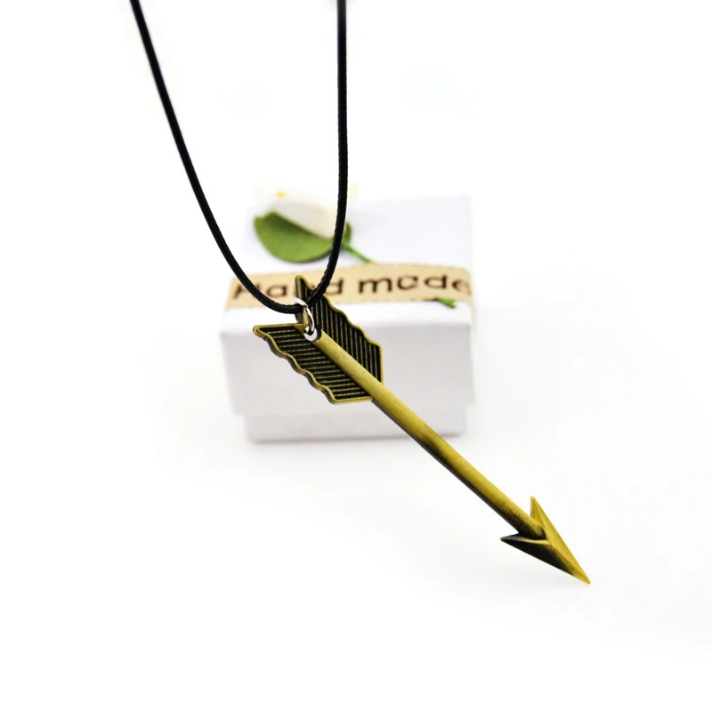 

Original 2018 New Novelty Leather Chain Retro Gold Arrow Pendant Necklace For Men Vintage Silver Choker Necklace Women Jewelry