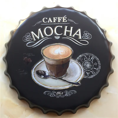 

tin sign "coffee" Vintage Metal Painting Beer Cap Wall Clock Bar pub Hanging Ornaments Wallpaper Decor Retro Mural Poster Craft