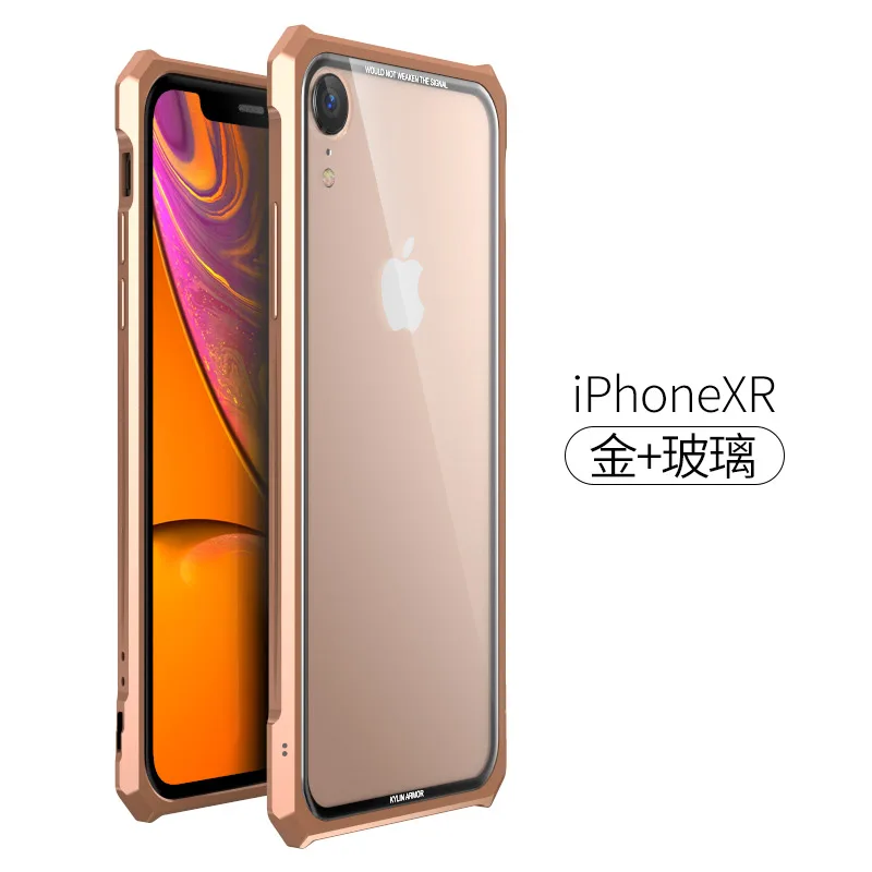 Чехол из закаленного стекла для iphone XS Max, Роскошный Металлический Шмель для iphone XR XS X 8 7 Plus, прозрачное стеклянное покрытие для iphone XS 8 Plus - Цвет: iphoneXR---gold