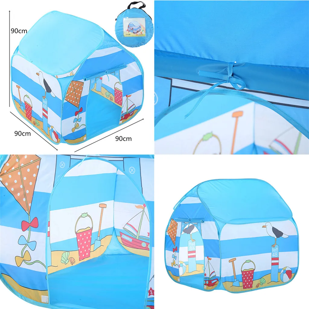 

Play Tent For Kids Polyester Outdoor Toys For Baby Ball Pool Tipi Tent toy For Kids blue House for grils Boys Girls k422