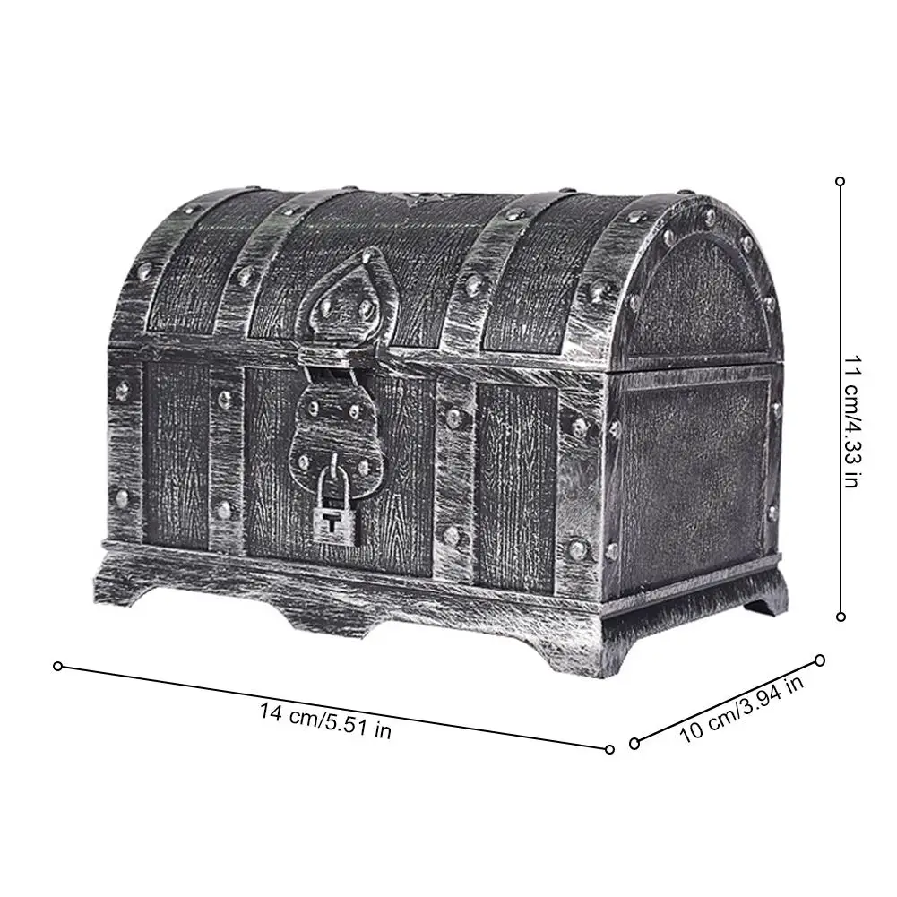 Children Treasure Hunting Box pirate coins Treasure Box Electroplated Retro Plastic Toy Gold Coins and Pirate Gems Jewelry