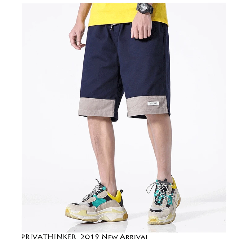 

Privathinker Patchwork Casual Cargo Shorts Men 2019 Mens Streetwear Cotton Shorts Summer Male Hip Hop High Quality Blue Joggers