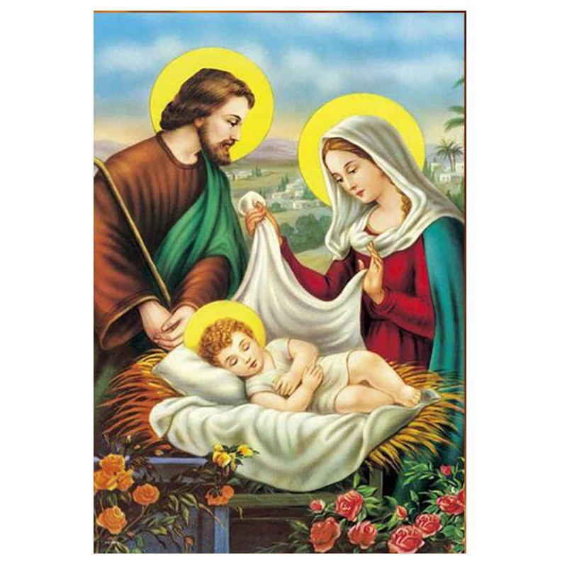 Diamond Embroidery 5D DIY Diamond Painting Holy Family New Born Diamond ...