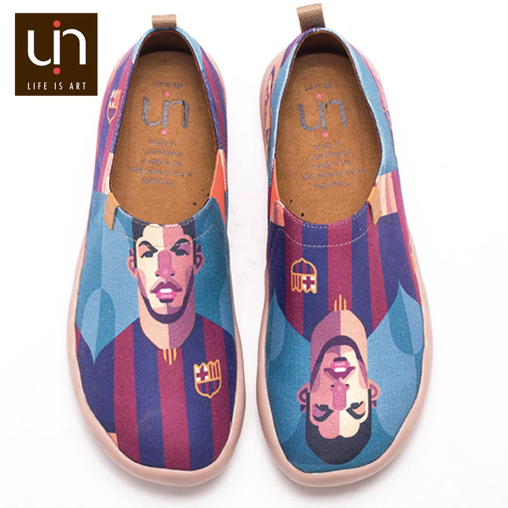 

UIN Painted Designer Shoes Canvas Casual Flats for Men Slip-on Walking Loafers Breathable Outdoor Shoes Super Lightweight