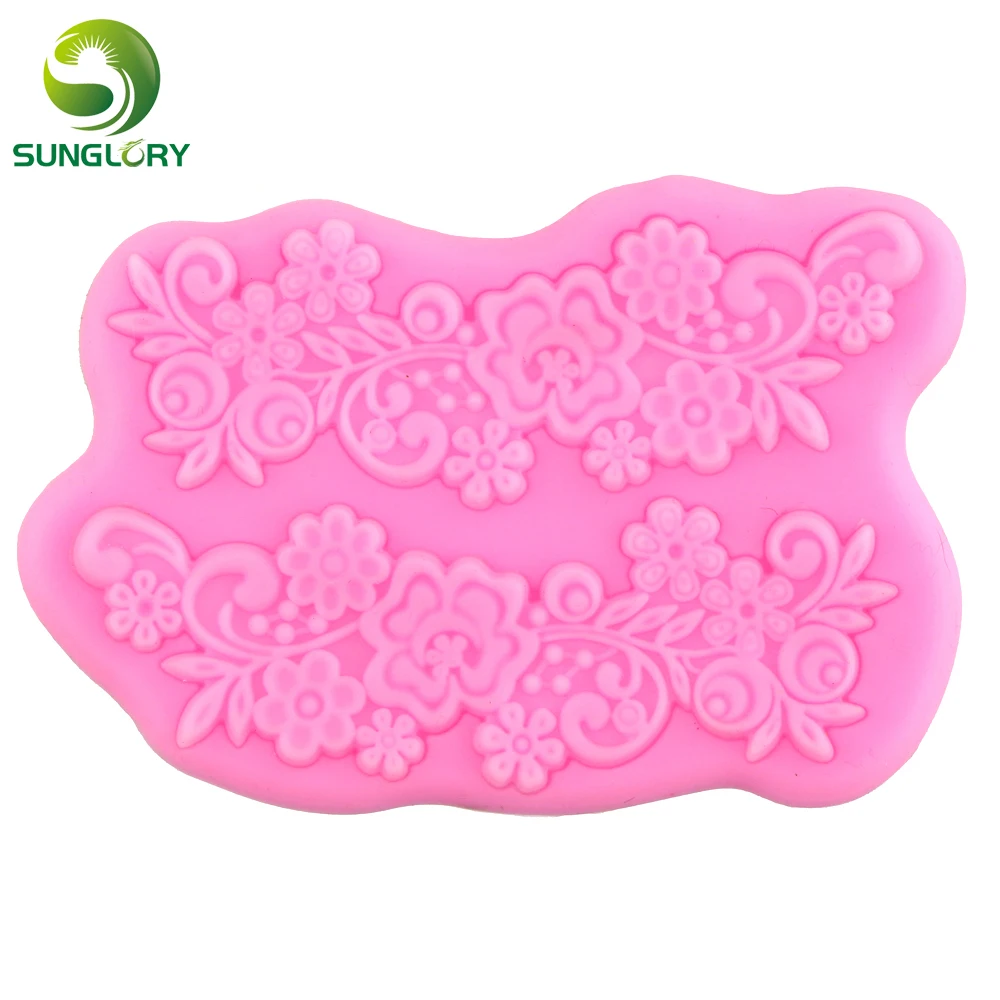 Цветок Силиконовые 3D формы силиконовые кружева коврик Мыло Плесень Gumpaste силиконовые формы для украшения торта помады кружева формы