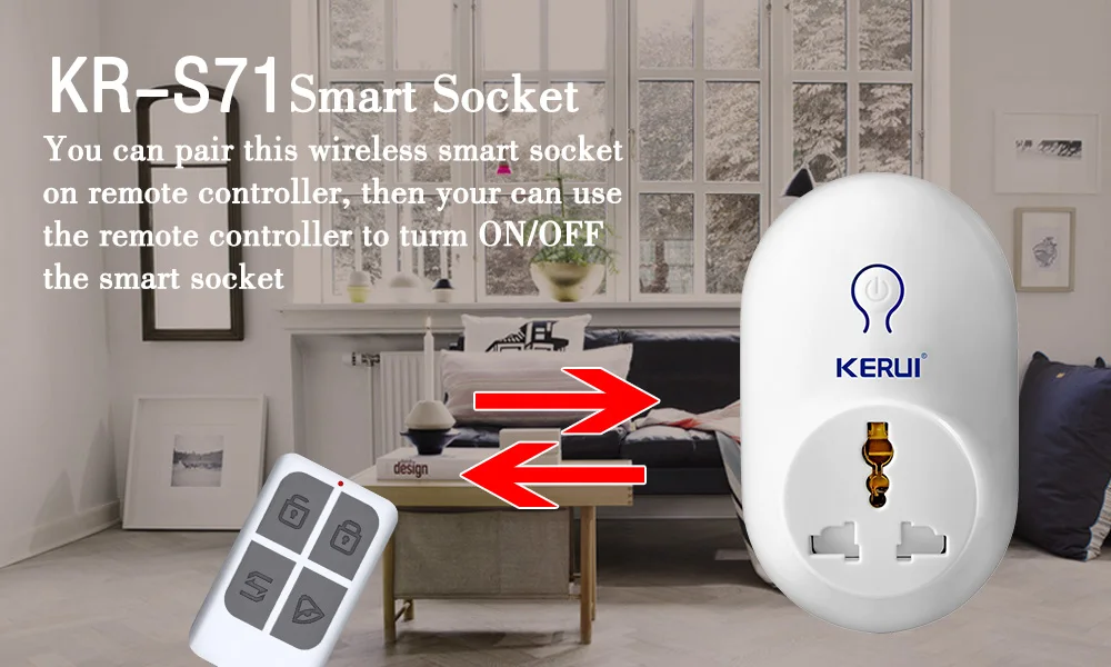 wireless alarm keypad KERUI 433MHz Power Socket Wireless Remote Control Wireless Smart Socket Adapter Switch Plug Outlet For Security Alarm System intruder alarm panic button