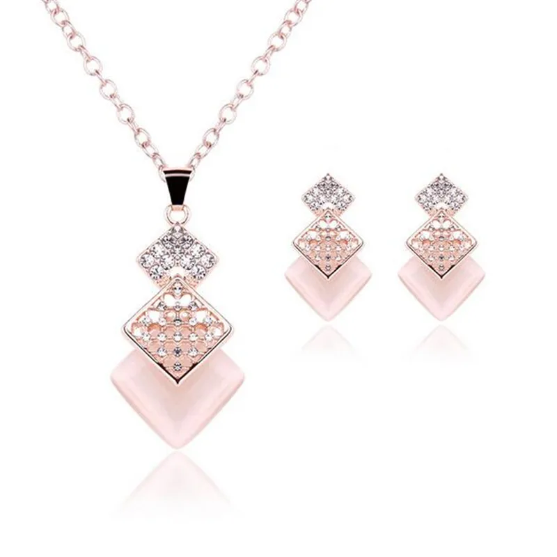 3 Gold Hot Products Premium Set Two Cat's Eye Crystal Design Earrings Necklace Gift Holiday | Украшения и аксессуары