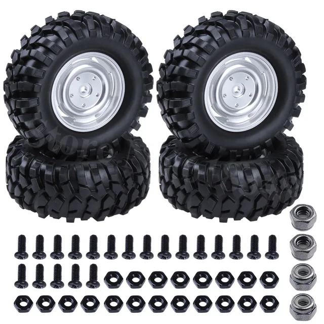 Best Price 4Pcs 1.9" 1/10 RC Crawler Tires 96mm & Aluminum Wheels Rims 12mm Hex Hub For HSP HPI Redcat Axial Tamiya Exceed Rock